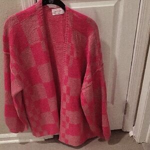 Vibrant Pink and Cream Cardigan